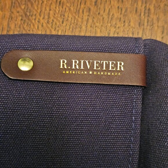 R. Riveter Navy Canvas & Brown Leather handbag. Made in USA - Picture 7 of 7